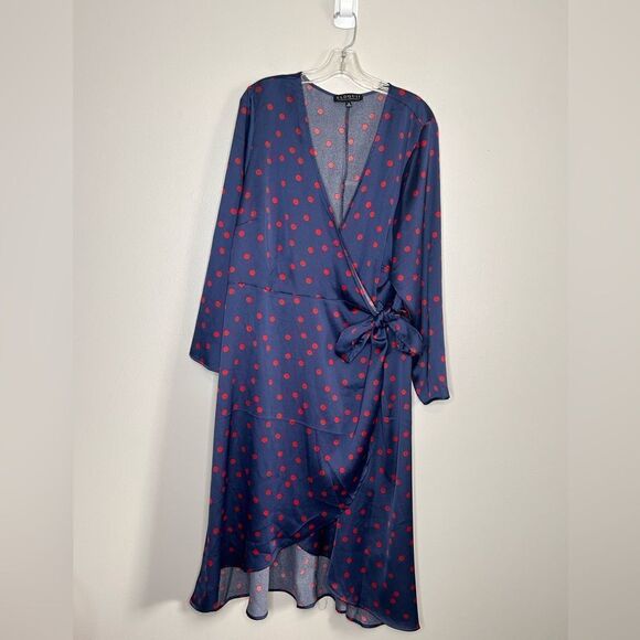 Eloquii Tulip Hem Wrap Polka Dot Dress - Picture 4 of 4